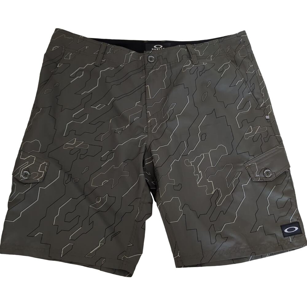 Oakley Men's Swim Trunks Size 38 Green Cargo Pocket‎ Board Shorts Surf Beach EUC